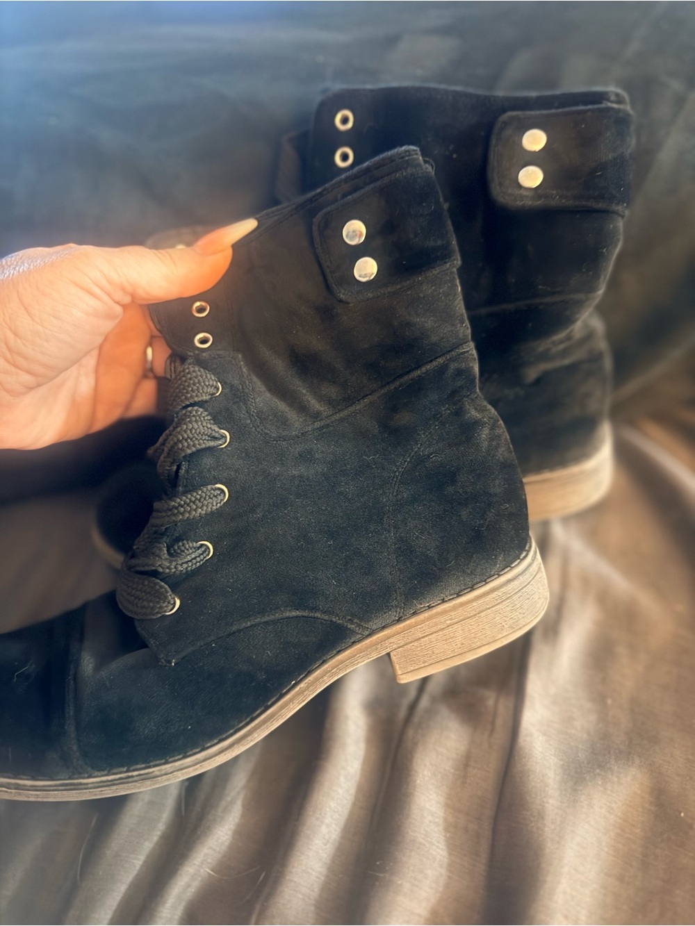 Call It Spring Black Suede Lace-Up Ankle Boots